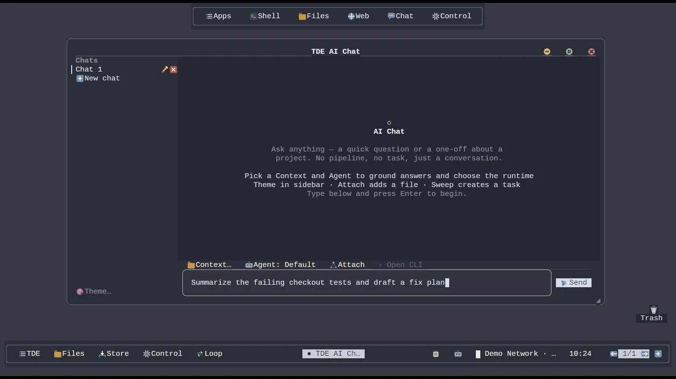 TDE AI Chat using selected open coding models through TDE Pass